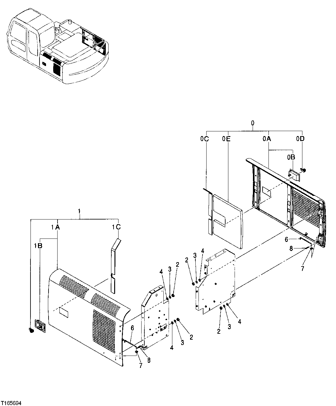 COOLING PACKAGE AND HYDRAULIC PUMP COMPARTMENT DOORS