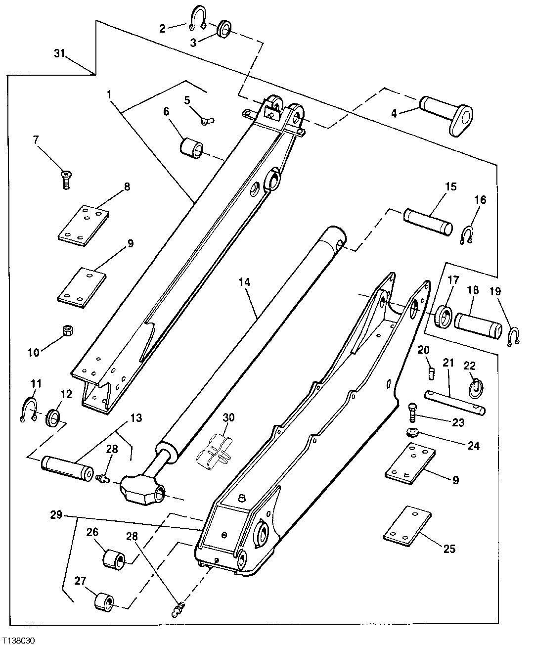 Extendable Arm, Hydraulic Cylinder and Pins