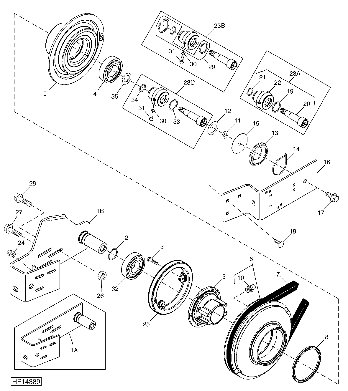 VARIABLE DRIVE UPPER COUNTERSHAFT, SHEAVES AND SUPPORTS