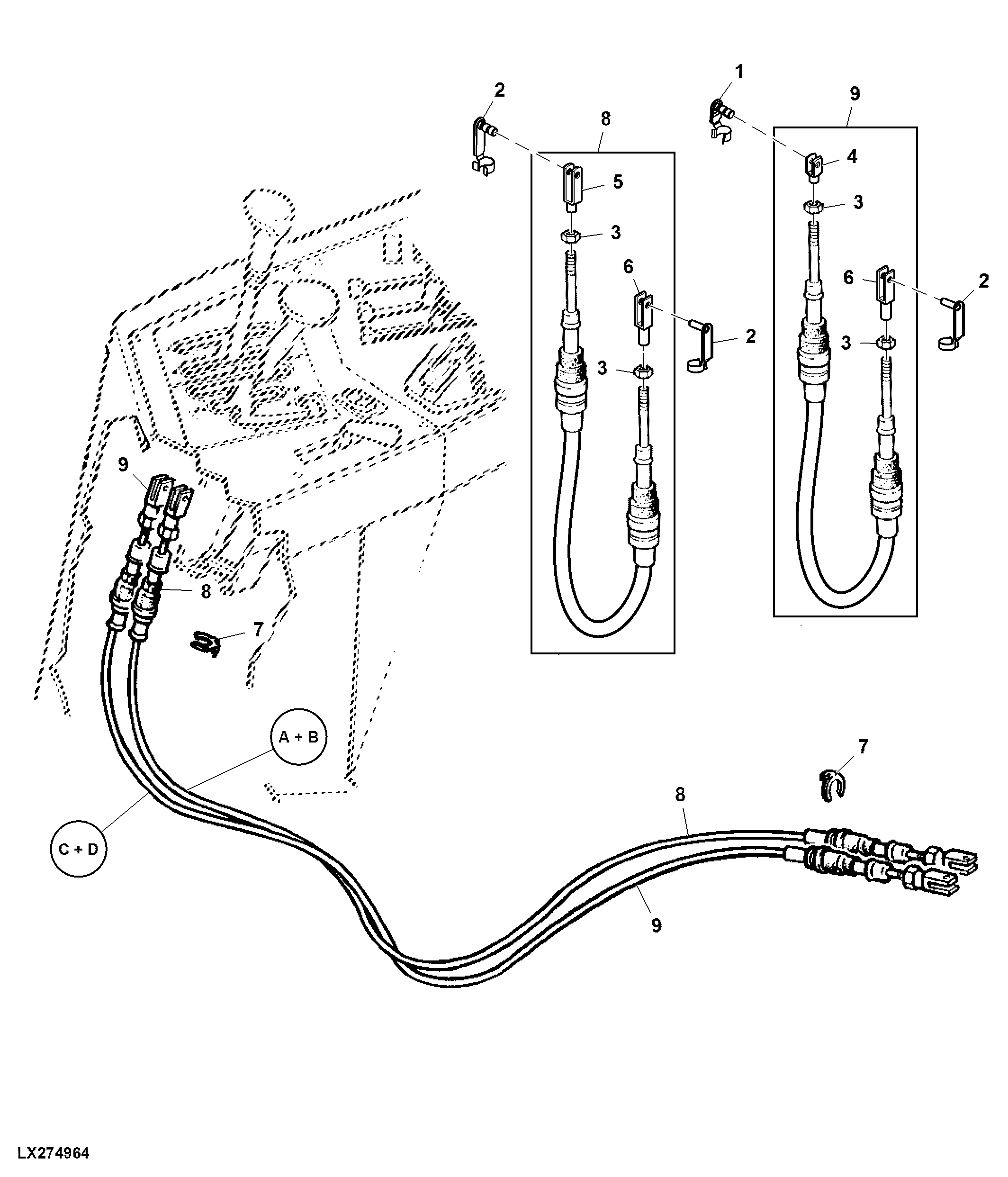 BOWDEN CABLES FOR RANGE SHIFT (SYNCROPLUS OR POWRREVERSER)