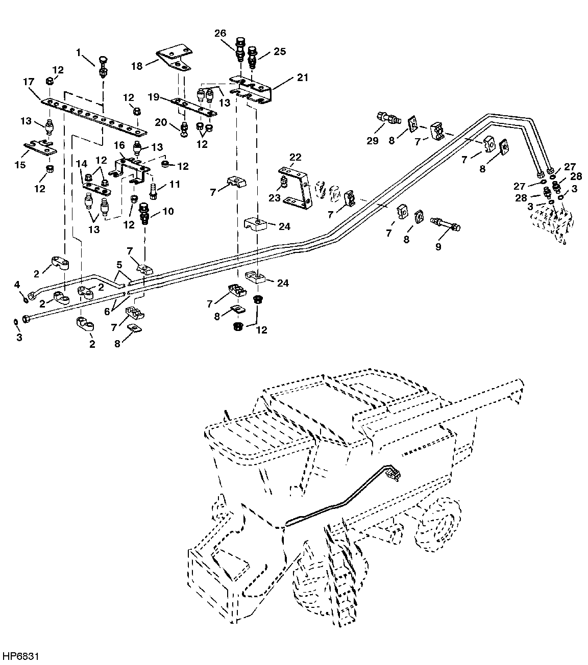 Reel Fore-And-Aft Hydraulic Lines, left hand Side (Optional)