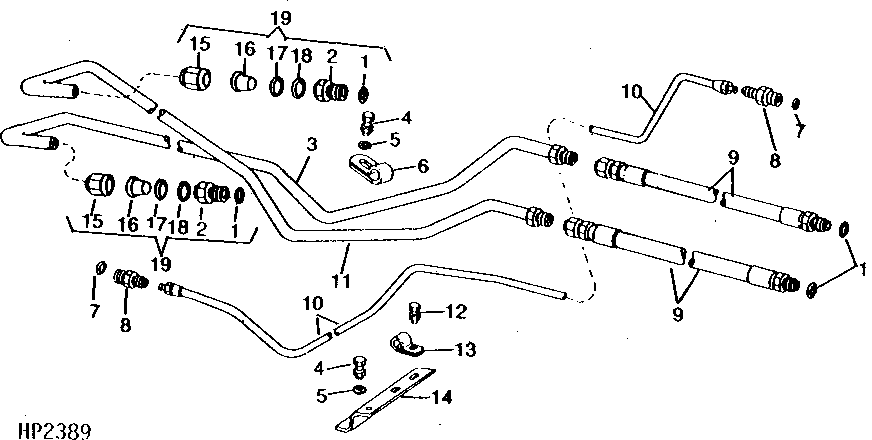 FRONT HYDRAULIC LINES (POWER REAR WHEEL DRIVE)