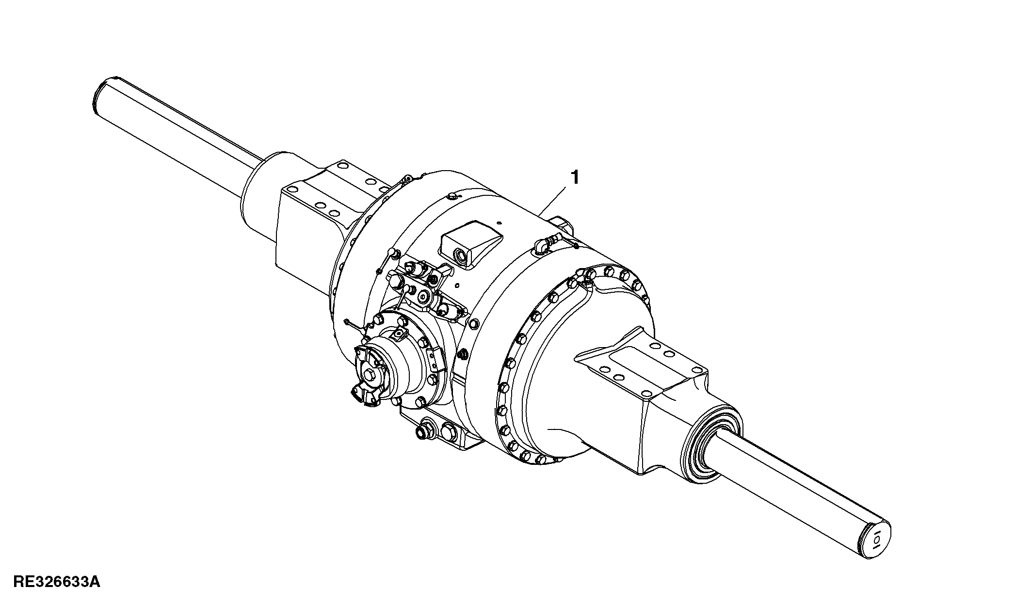 Front Axle, 120 mm, Double Reduction, Scraper