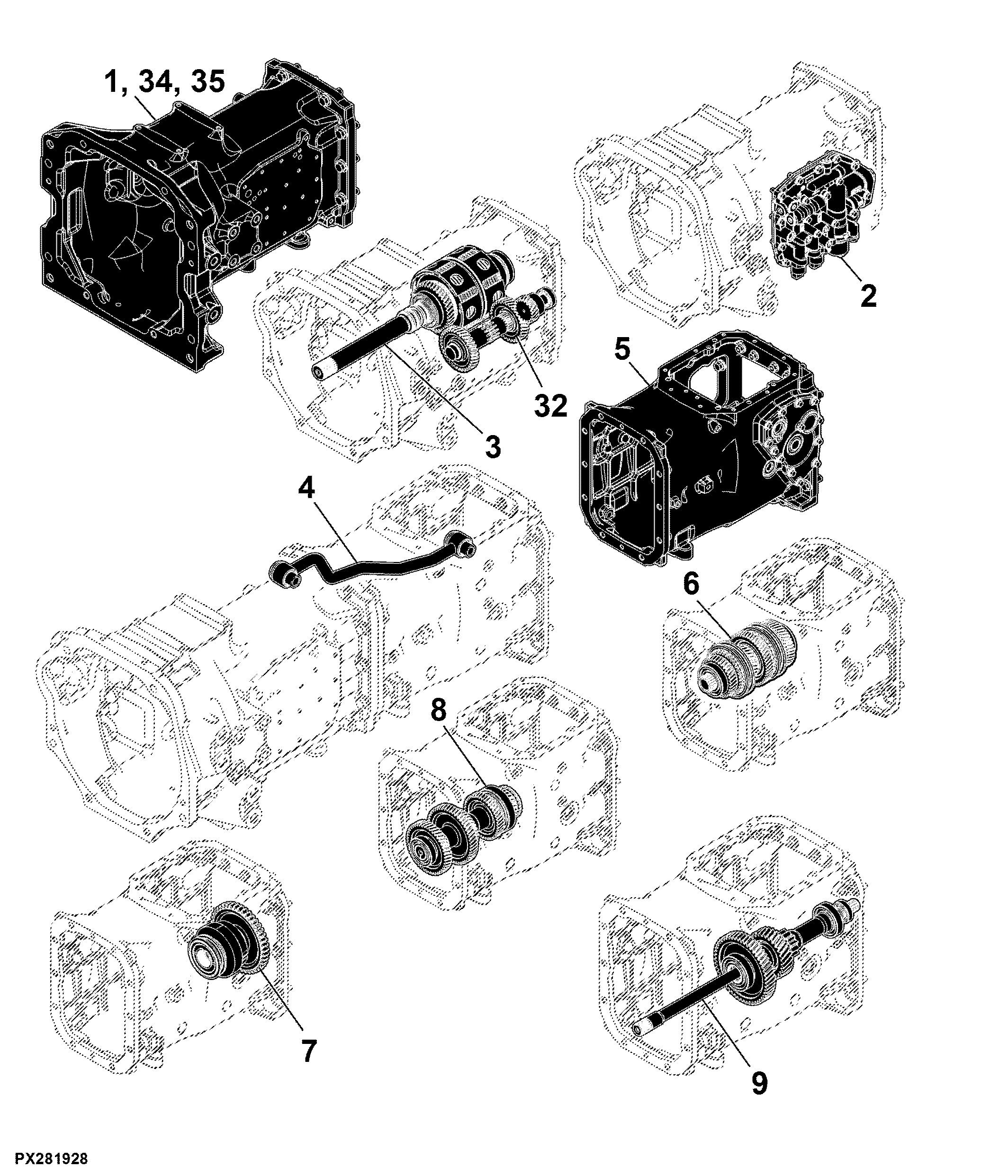 54 PowrReverser Transmission (PY10953), 12x12 PR STG2 (010000 - )
