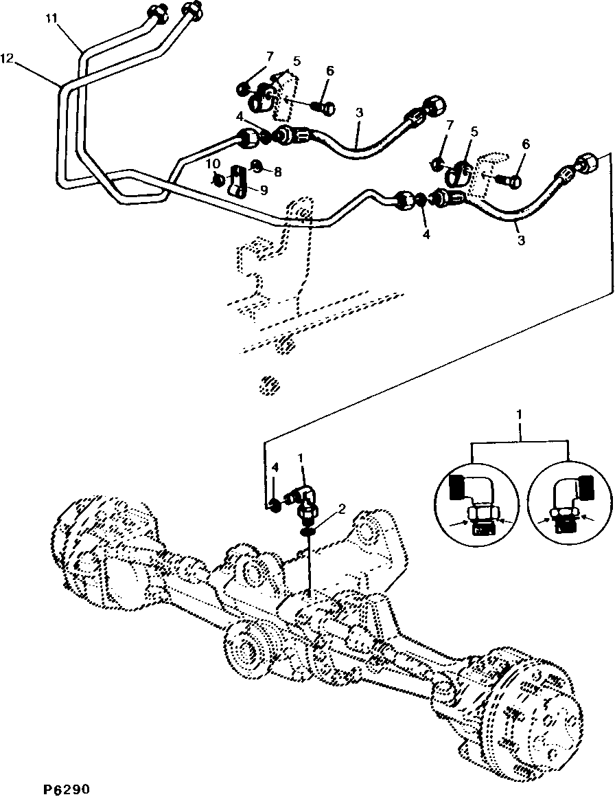 HYDROSTATIC STEERING OIL, LINES AND ATTACHING PARTS