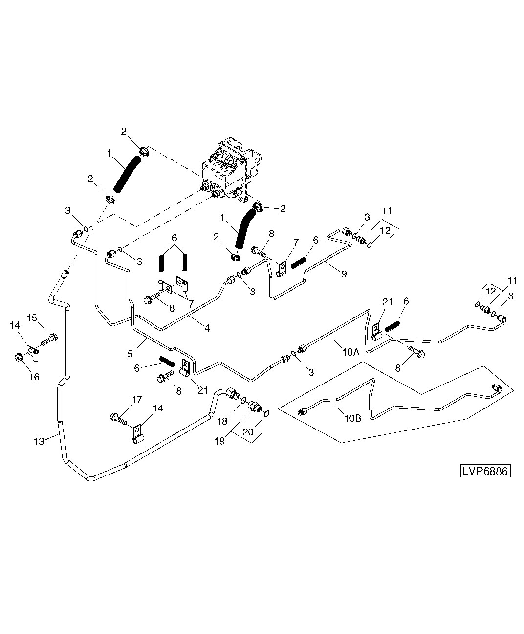 BRAKE HYDRAULIC LINES (WITH CAB/ISOLATED OPEN OPERATOR STATION)