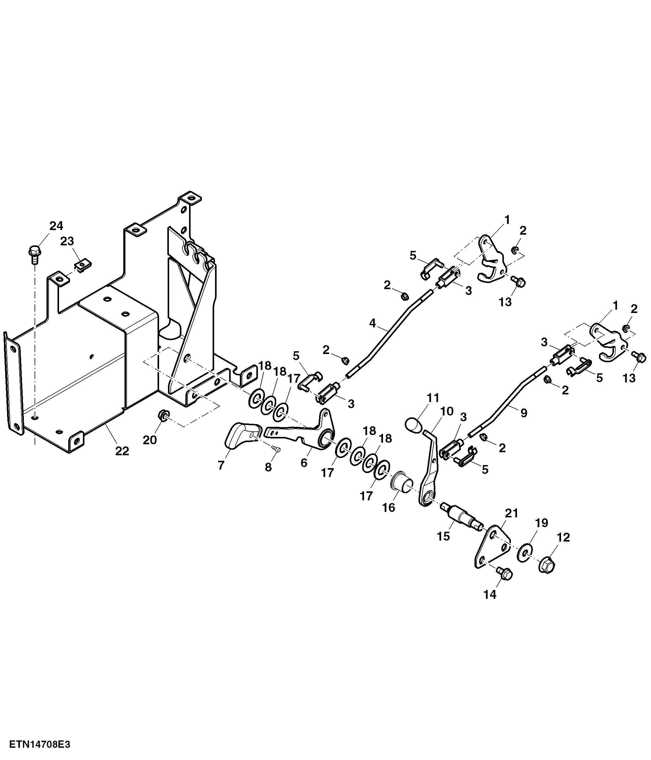 Hitch Control Lever, Mechanical, Open Operator Station