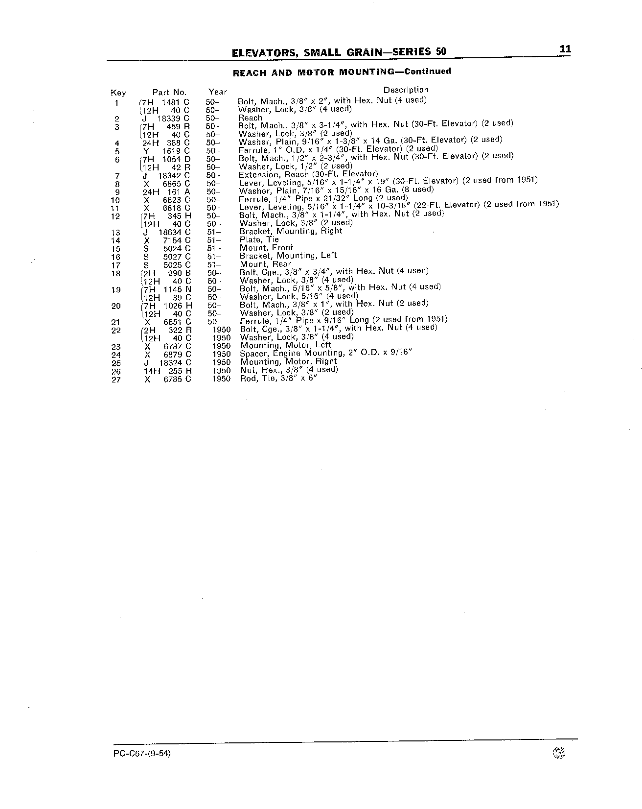 Elevators, Small Grain - Series 50 Reach and Motor Mounting (Continued)