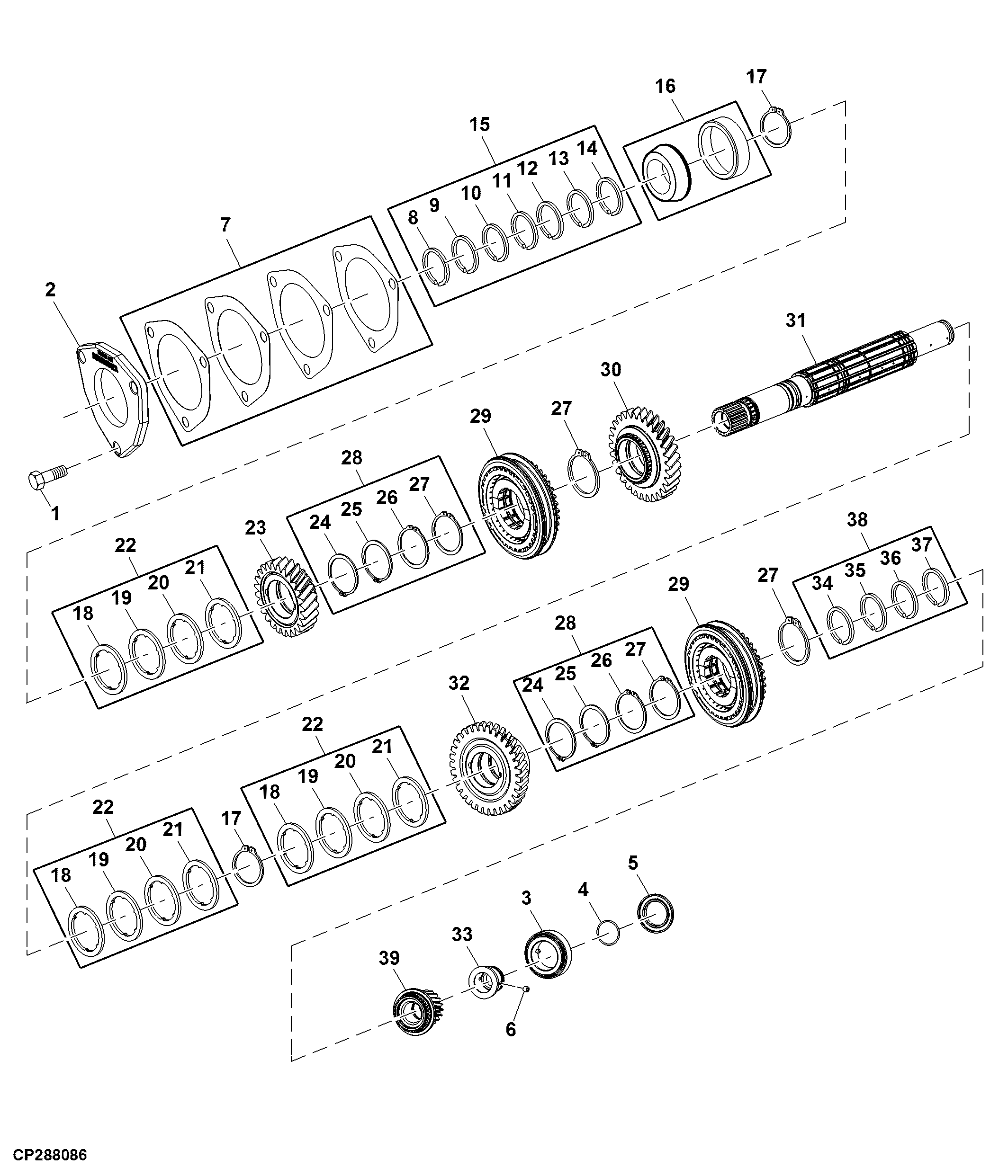 Input Shafts And Gears, Sync Shuttle Transmission