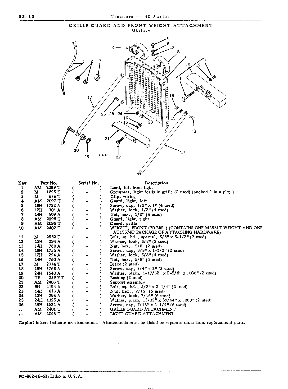 Front weight attachment (U)