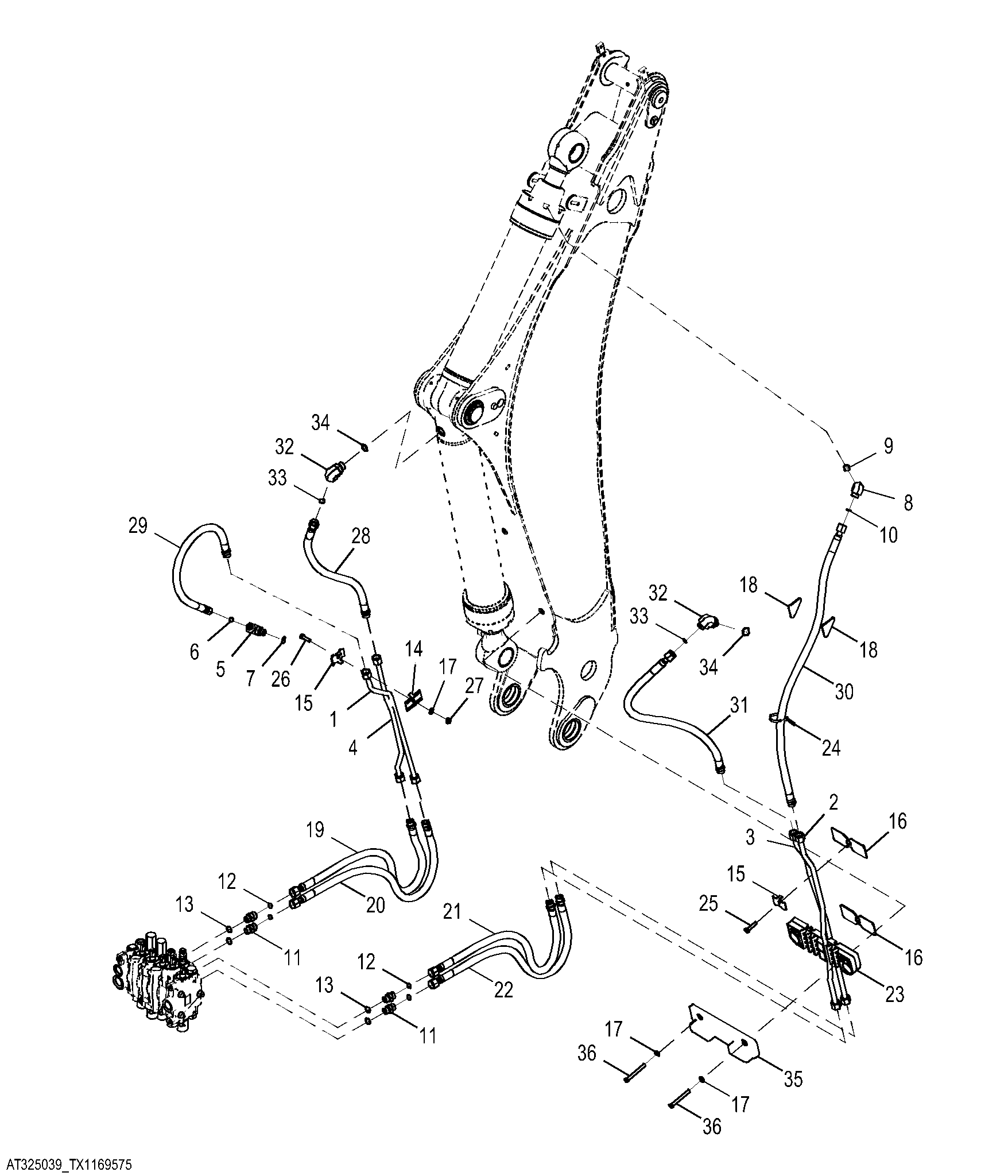 Crowd Cylinder Hydraulic Hoses and Fittings