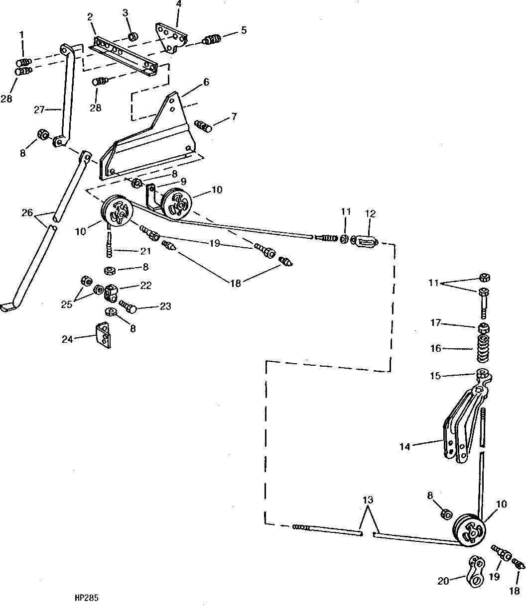PLATFORM LEVELING CABLES AND MOUNTING (R.H. SIDE ILLUSTRATED)