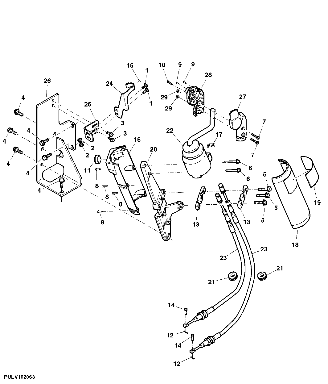 DUAL MID SCV CONTROL LEVER, OPEN OPERATOR'S STATION (LOW PROFILE)