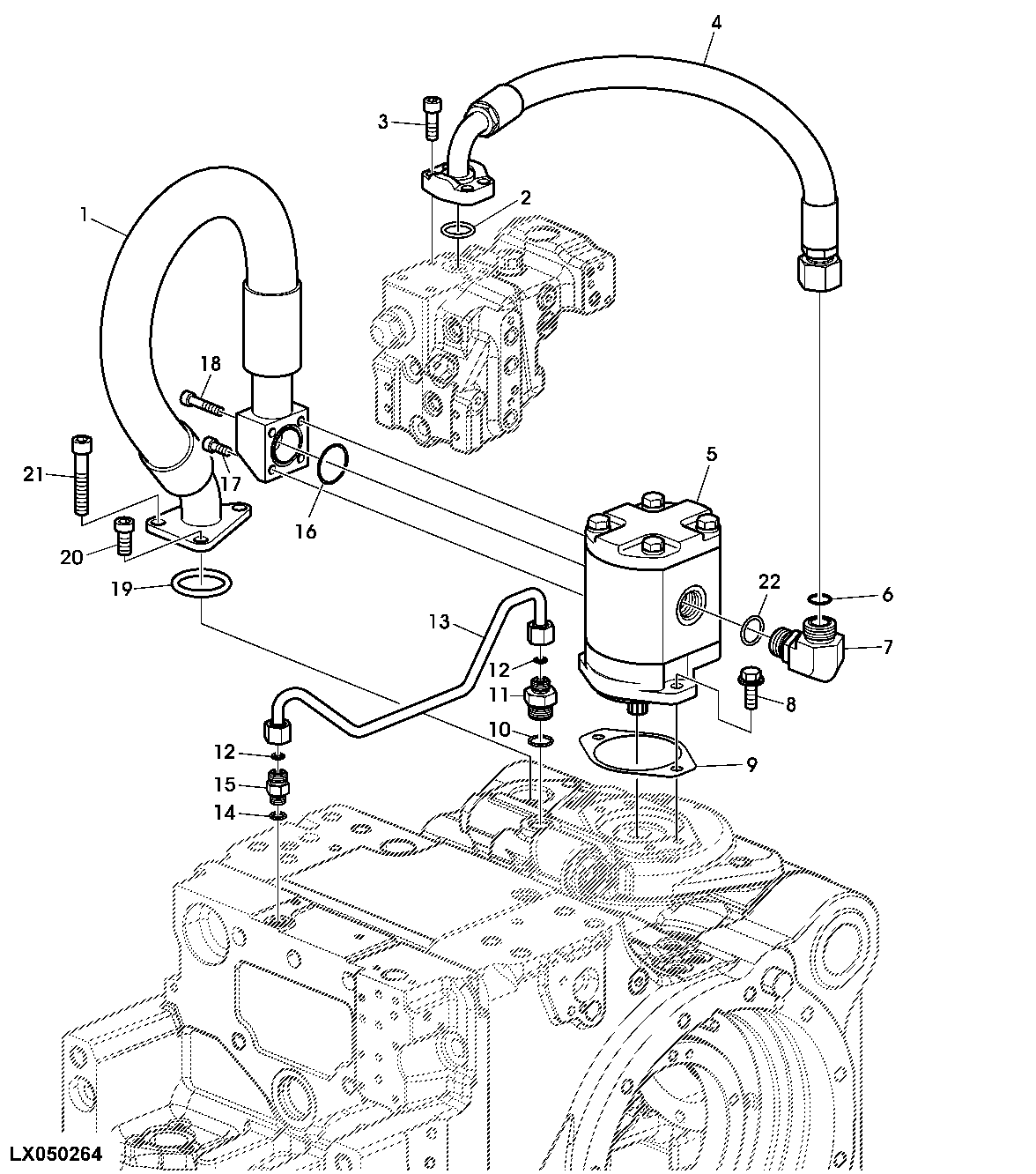 Hydraulic Pump Drive,28 cm³, W/ Suction and Pressure Hose, OOS / Low Version