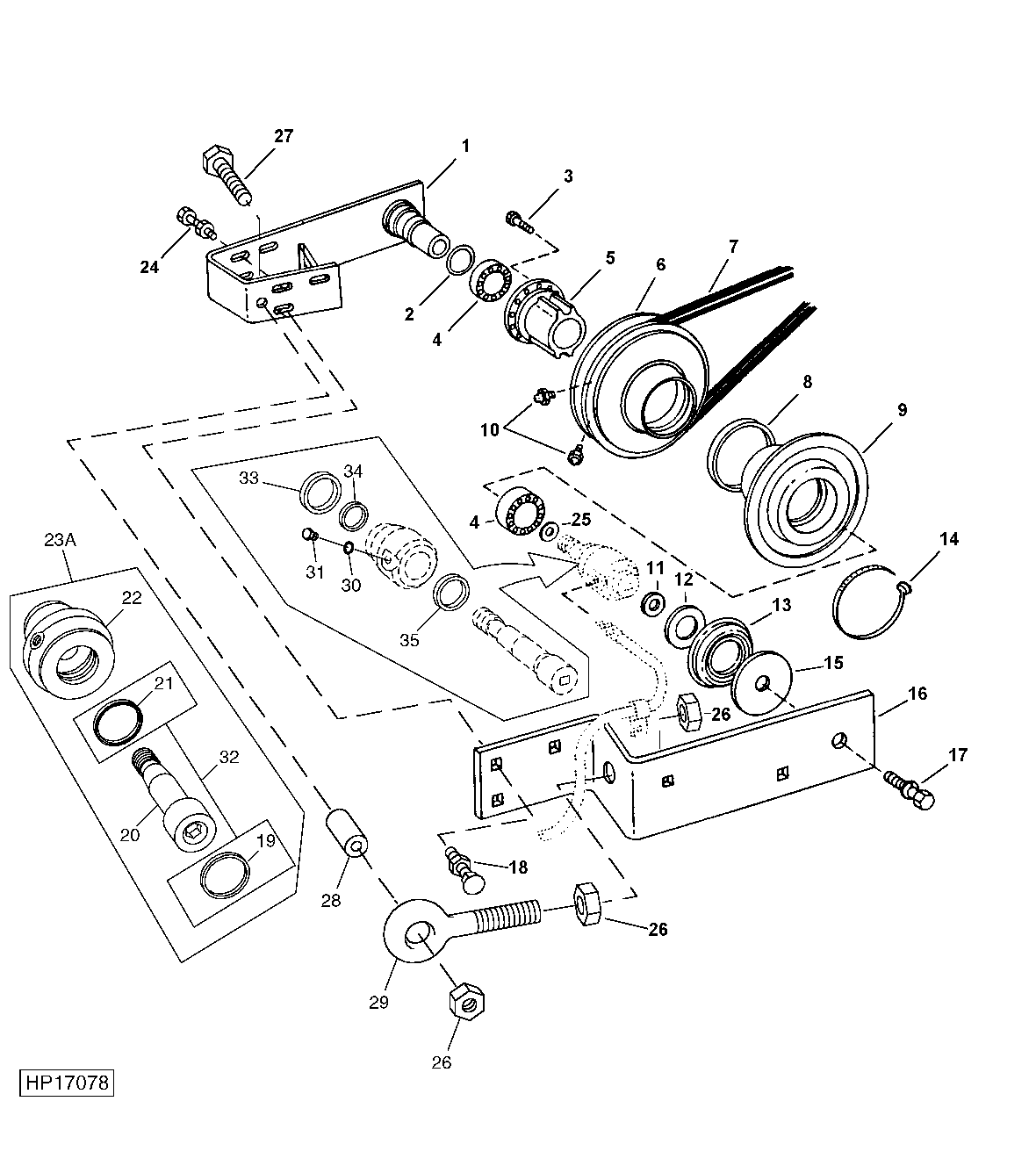 VARIABLE DRIVE UPPER COUNTERSHAFT, SHEAVES AND SUPPORTS