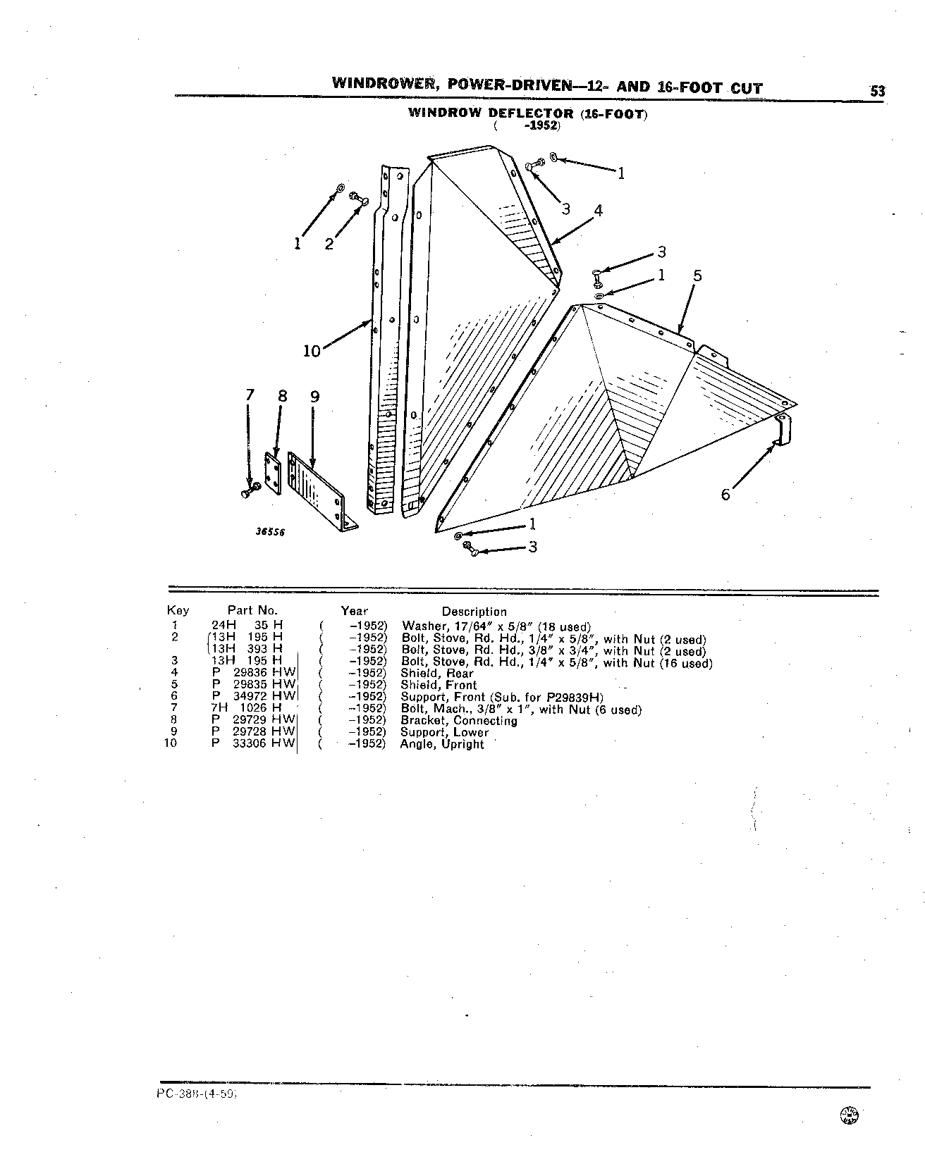 Deflector, Windrow (12- and 16-Foot) (Continued)