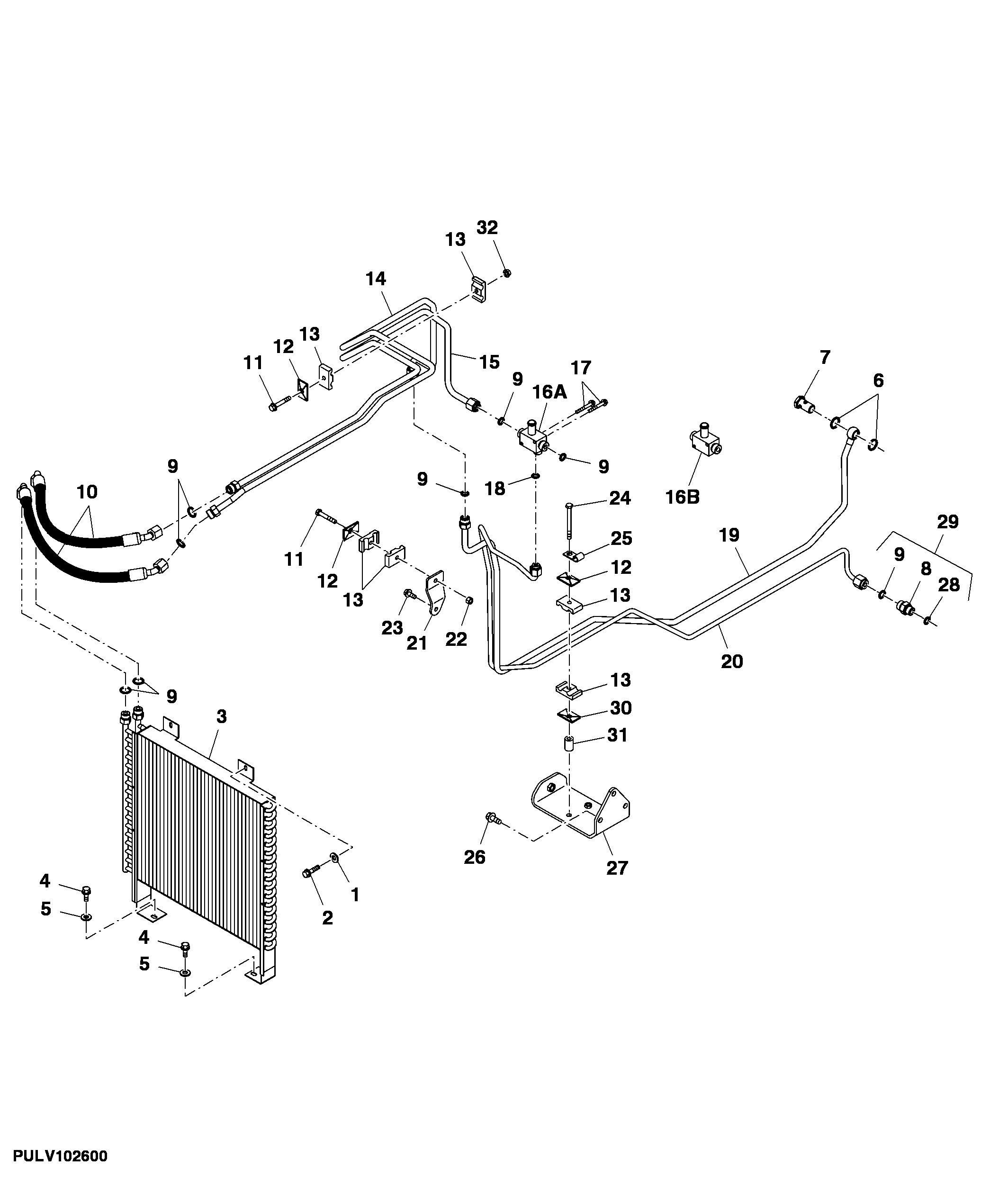 HYDRAULIC OIL COOLER AND LINES (SYNCSHUTTLE™ TRANSMISSION)