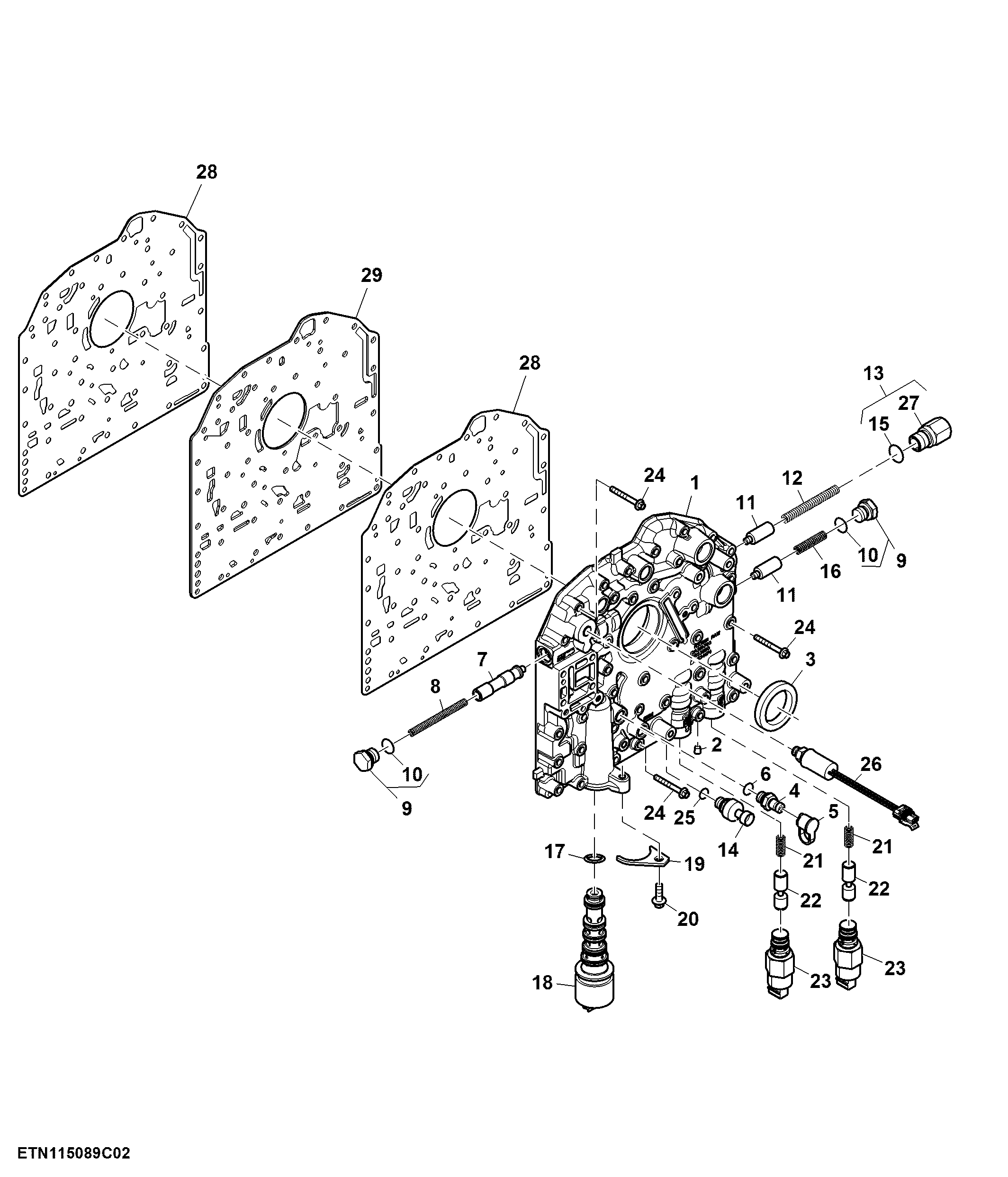 Front Valve Housing and Valve, CommandQuad™ Transmission