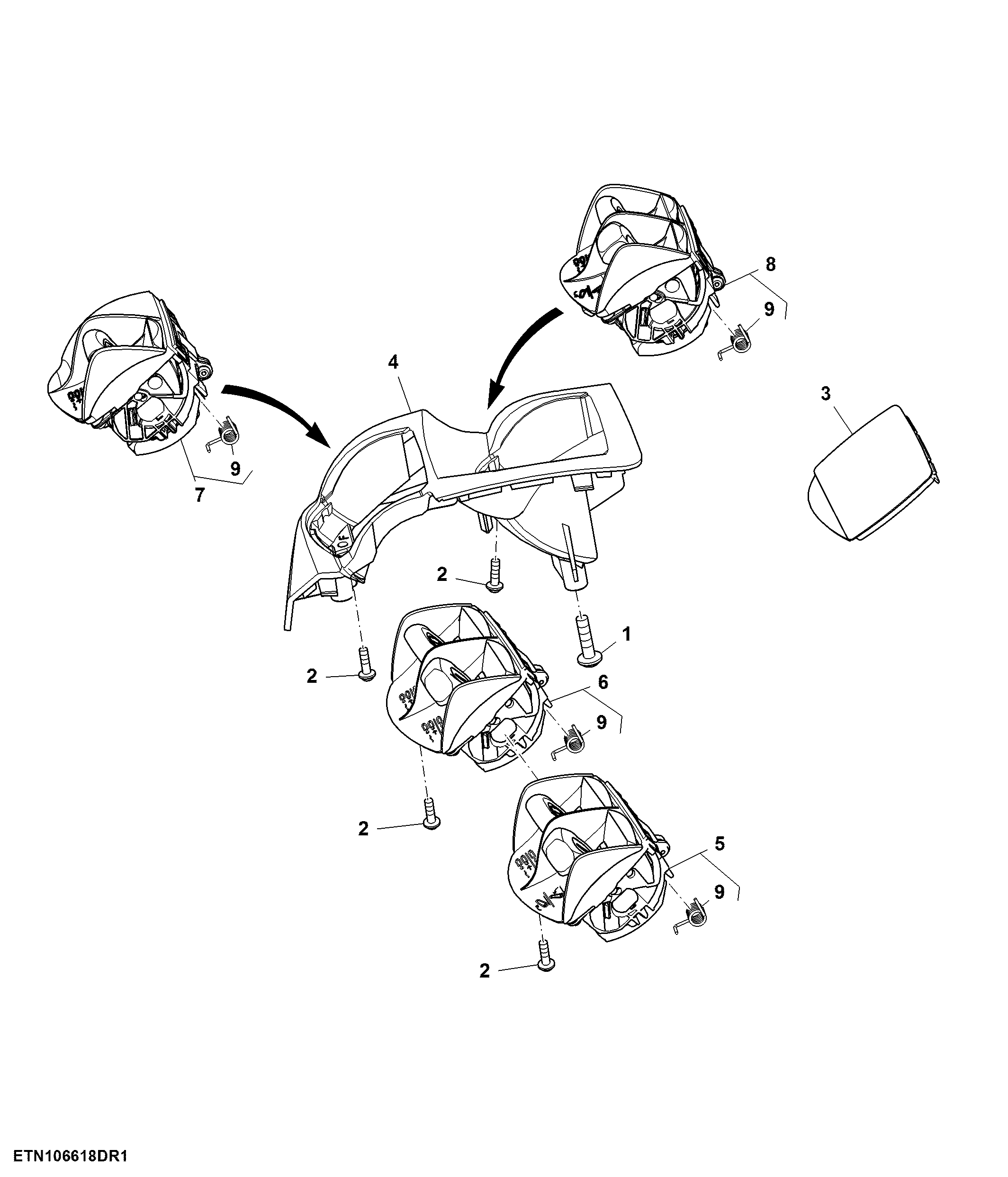 Control, Rear Hitch, 4 Rear SCV and 1 Mid Stack SCV, W/O Joystick, W/ Front Hitch, CommandARM™