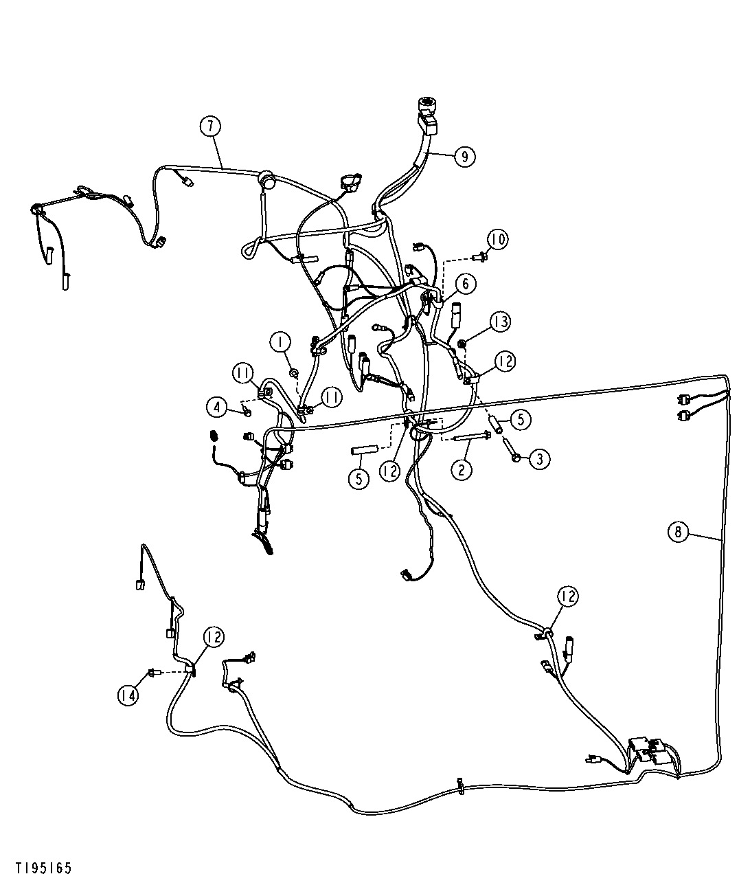 ENGINE FRAME, ENGINE AND REAR FRAME HARNESSES (SERIAL NO. 590068-600915)