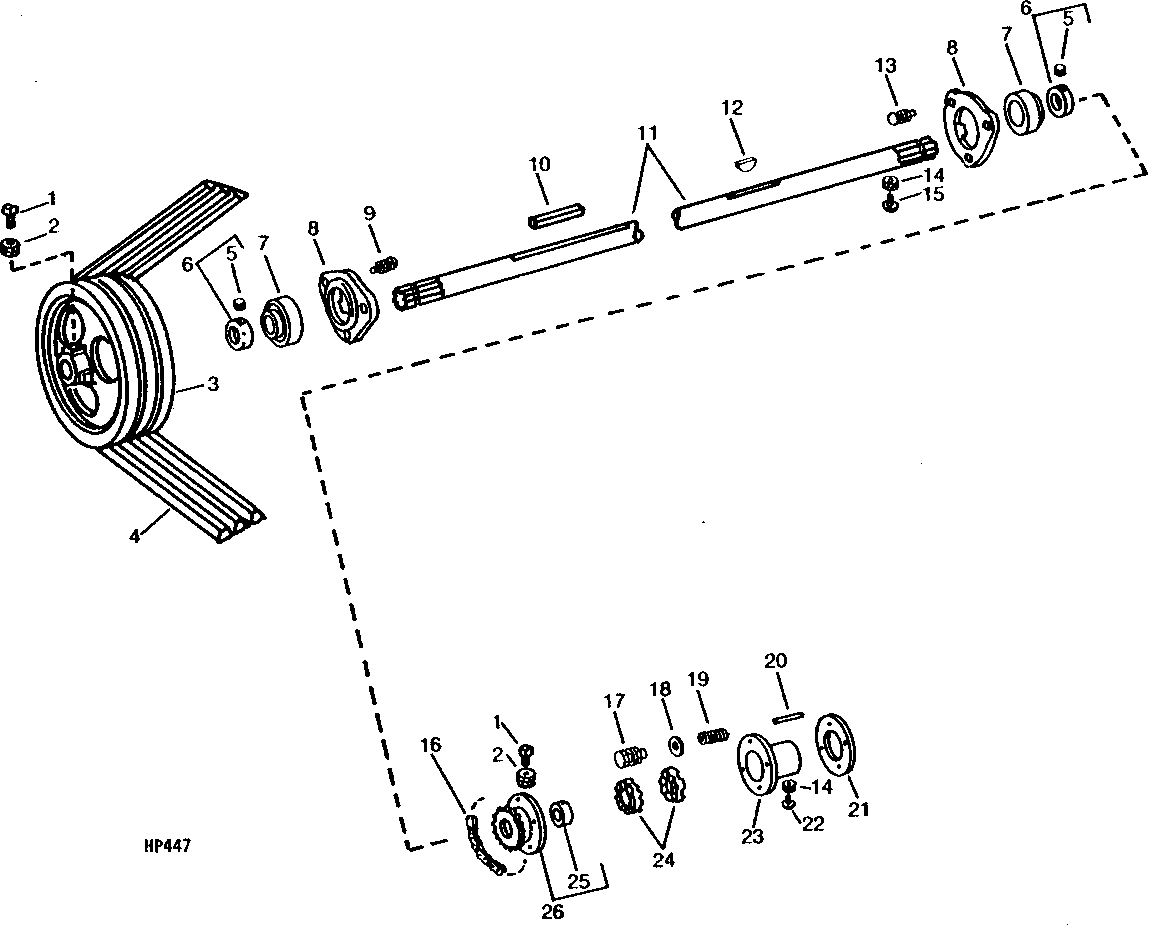 FEEDER HOUSE LOWER SHAFT AND SHEAVE (SIDEHILL) (CONVEYOR TYPE)