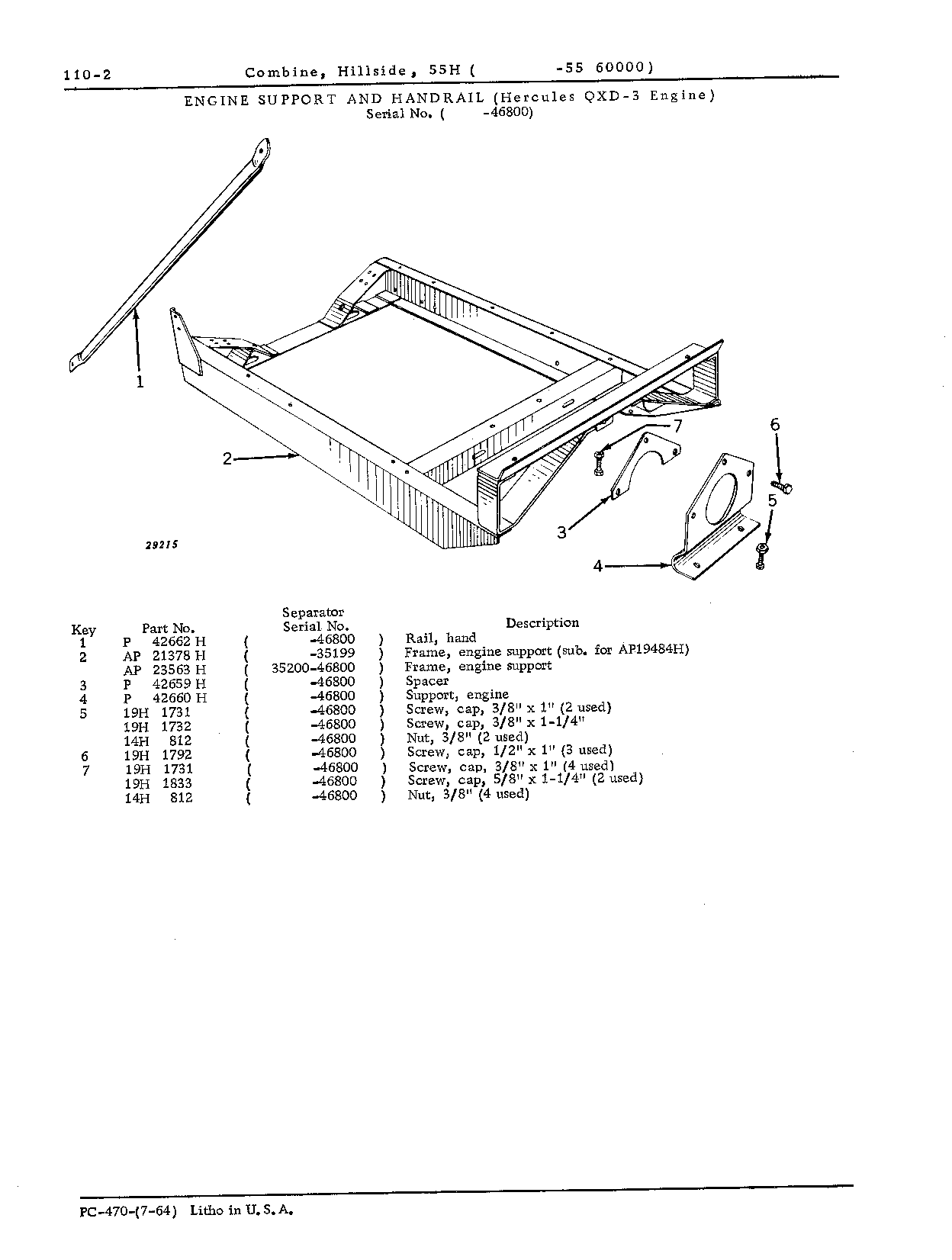 Engine support and hand rail