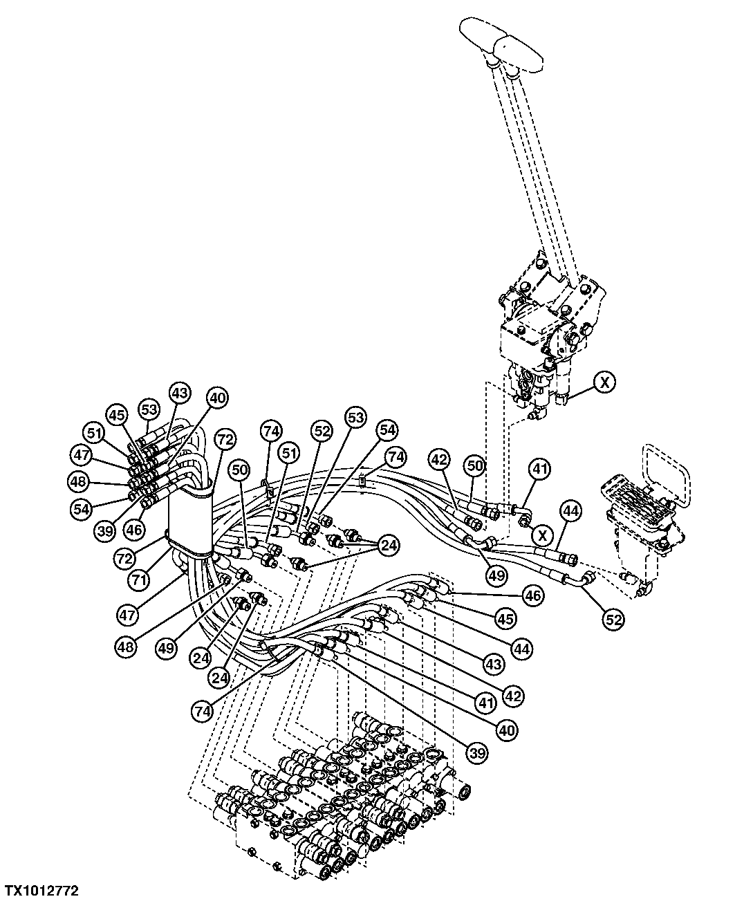 Pilot Lines (Control Valve To Travel Pilot Controller)