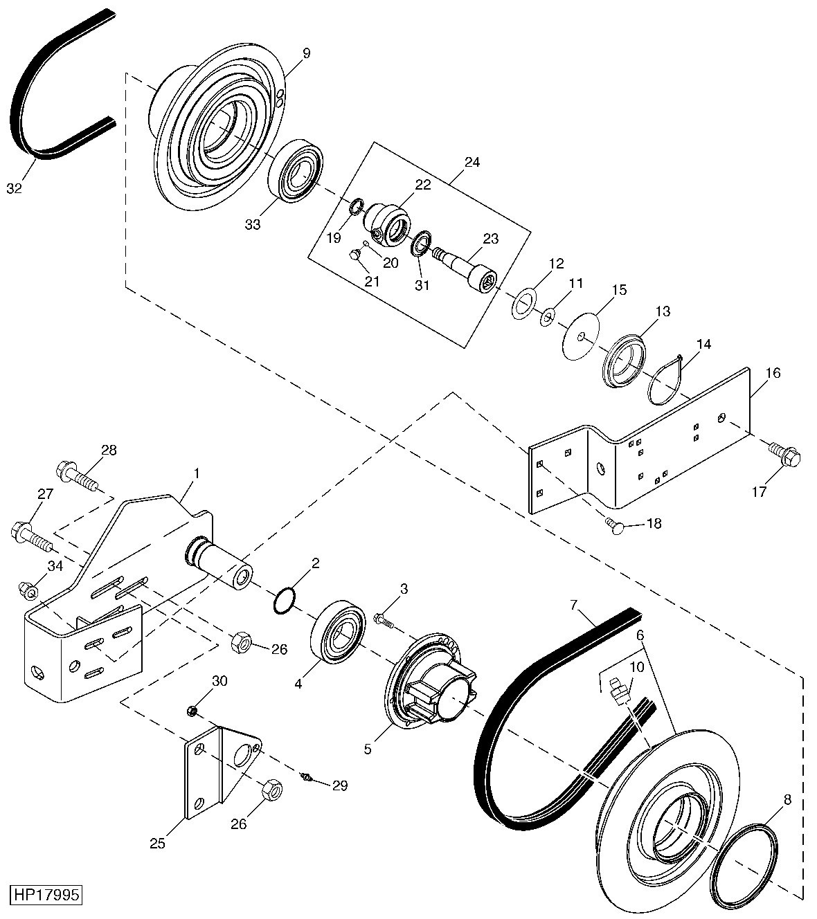 Variable Drive Upper Countershaft, Sheaves and Supports