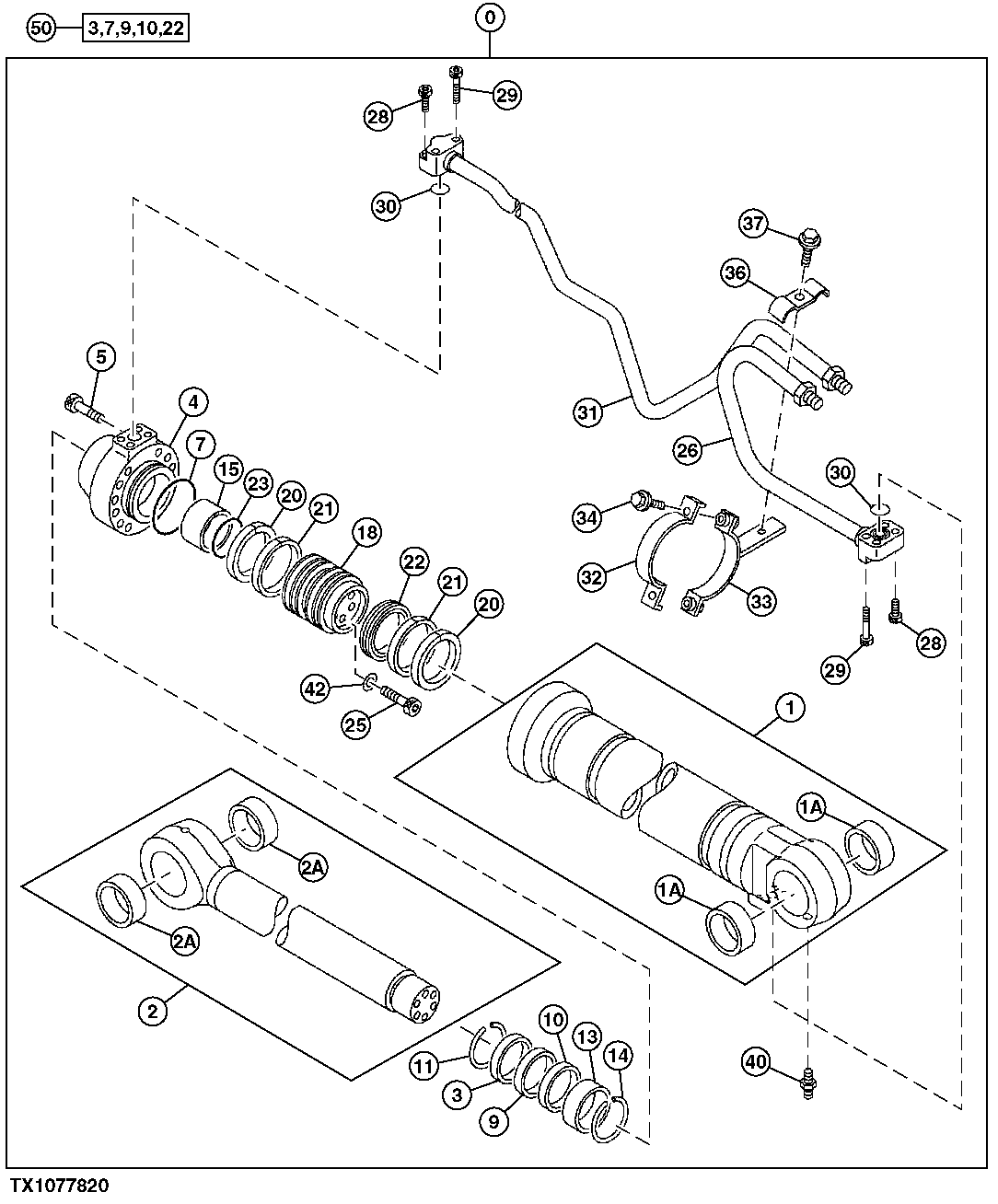 Left Boom Cylinder Components, Units Built Before August 2003