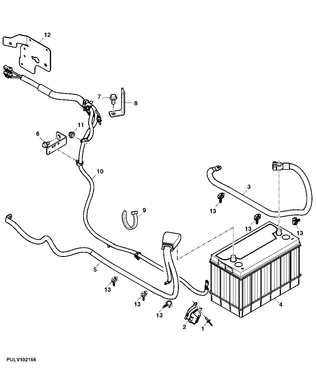 Battery And Cables, Straddle Mount (360001 - )