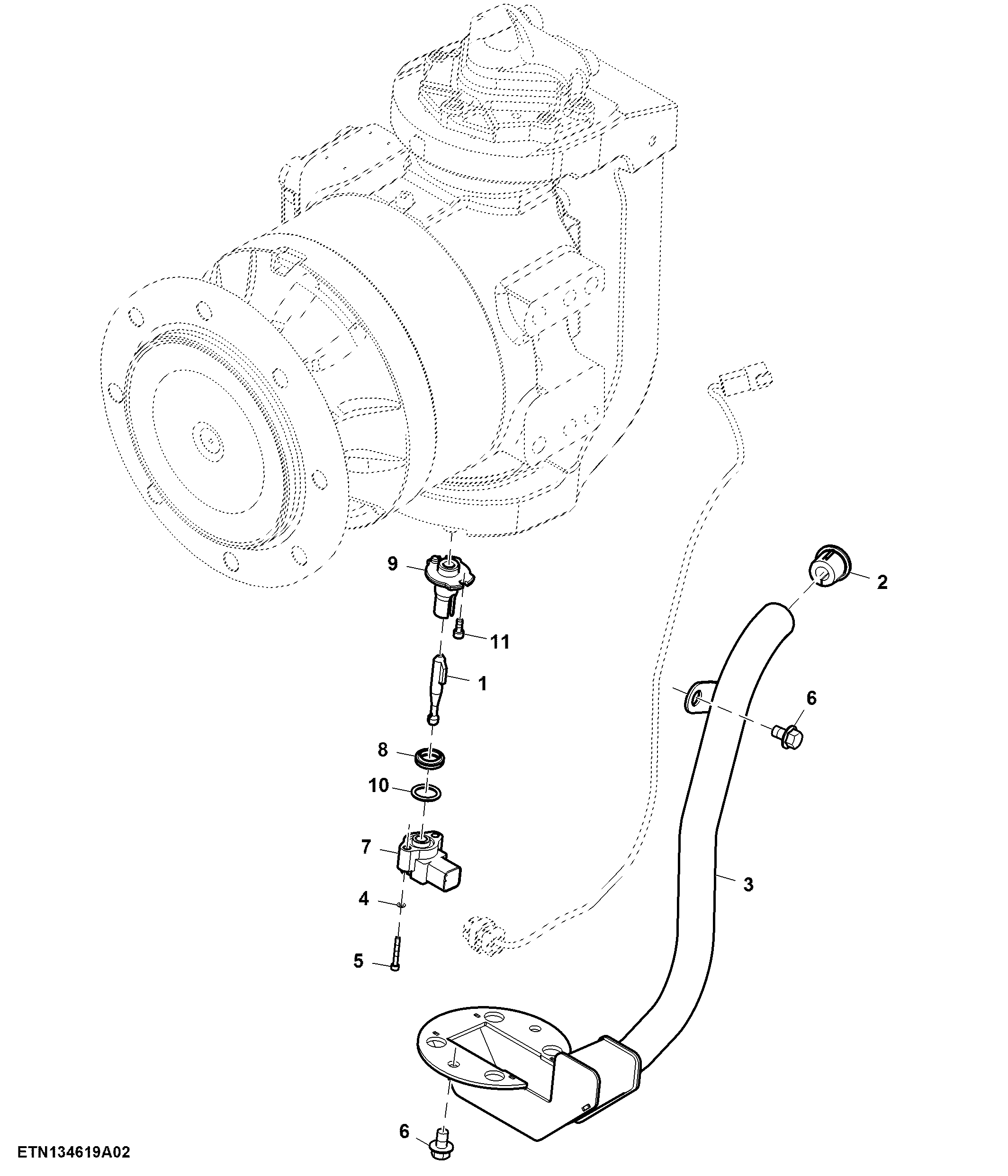 Rear Wheel Angle Sensor and Shield (110214 - )