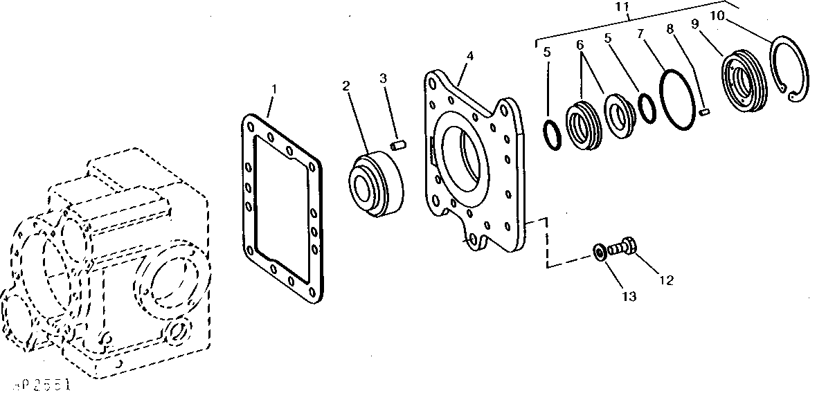 HYDROSTATIC DRIVE PUMP FRONT COVER, BEARING, AND SEAL ASSEMBLIES (SUNDSTRAND) ( - 610300)