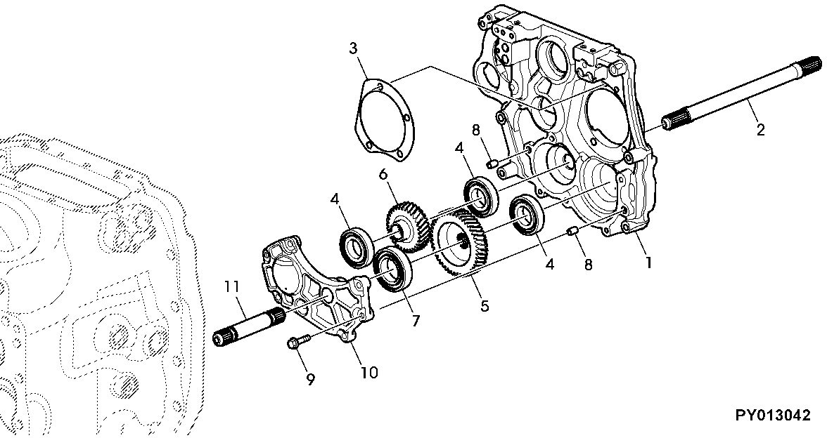 TRANSMISSION BEARING SUPPORT, GROUND SPEED PTO