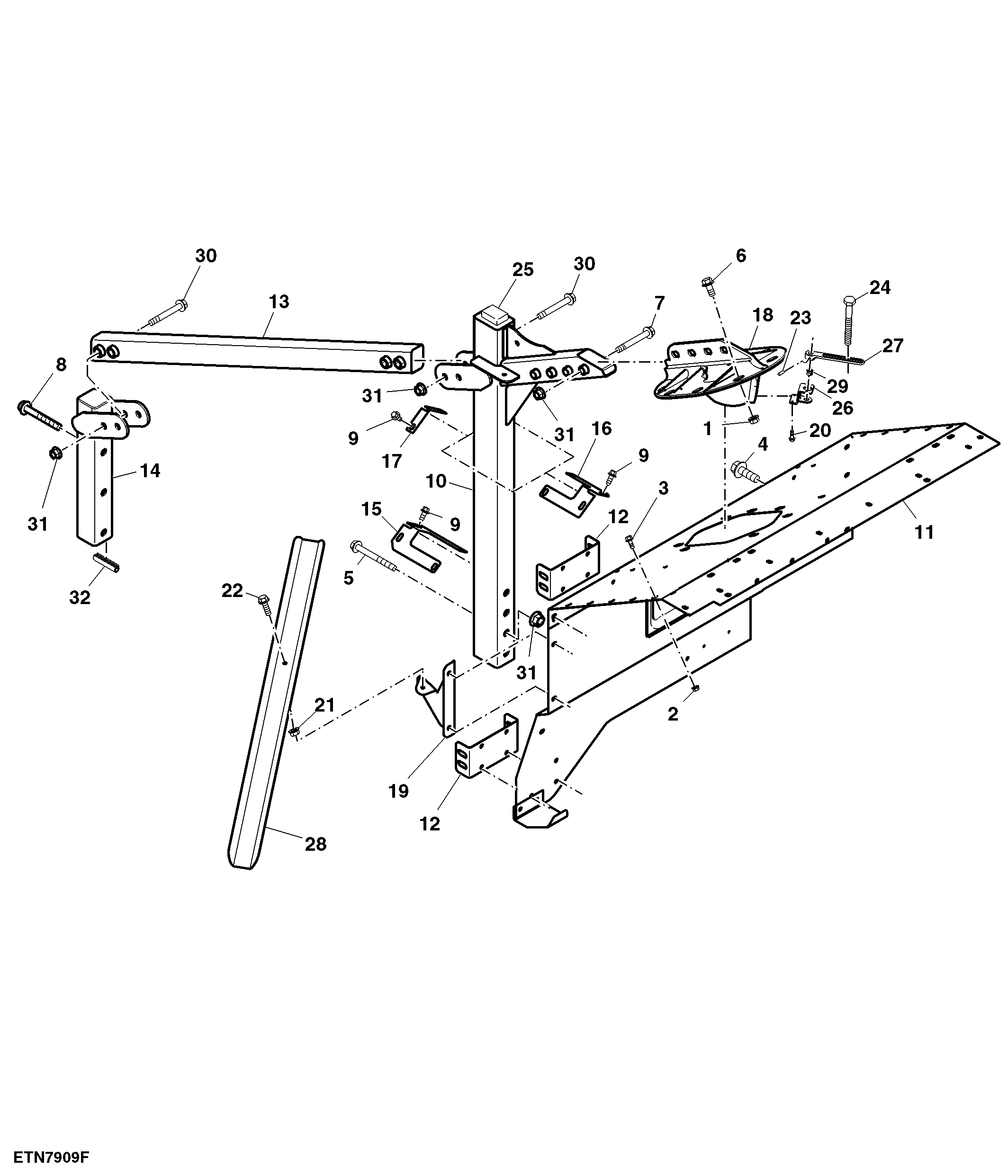 Grain Tank Turret Support Structure, Unloading Augers, W/ Closed Center Hydraulics, 3.3 and 3.8 bps, 7.9 m (25.9 ft)