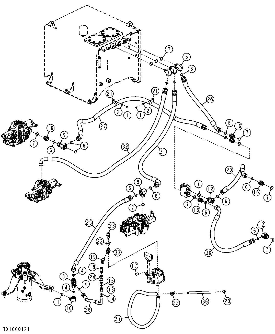 HYDRAULIC SYSTEM - RETURN LINES (SN 175662-)