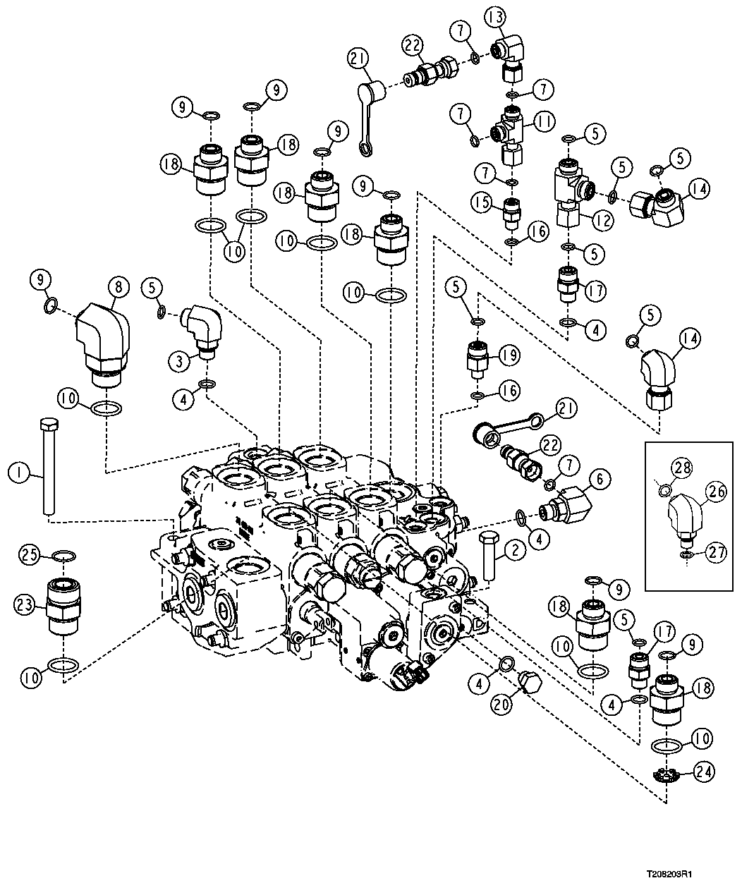 GRAPPLE CONTROL VALVE FITTINGS (PILOT) (SF)(S.N. 596700- )