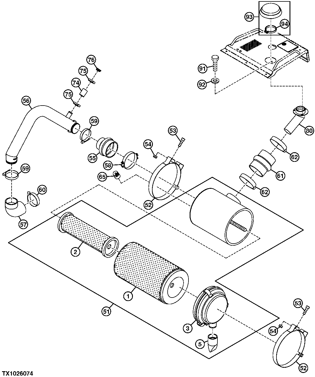 Air Cleaner Assembly, Air Cleaner Elements, Hoses and Pipe (009358 - )