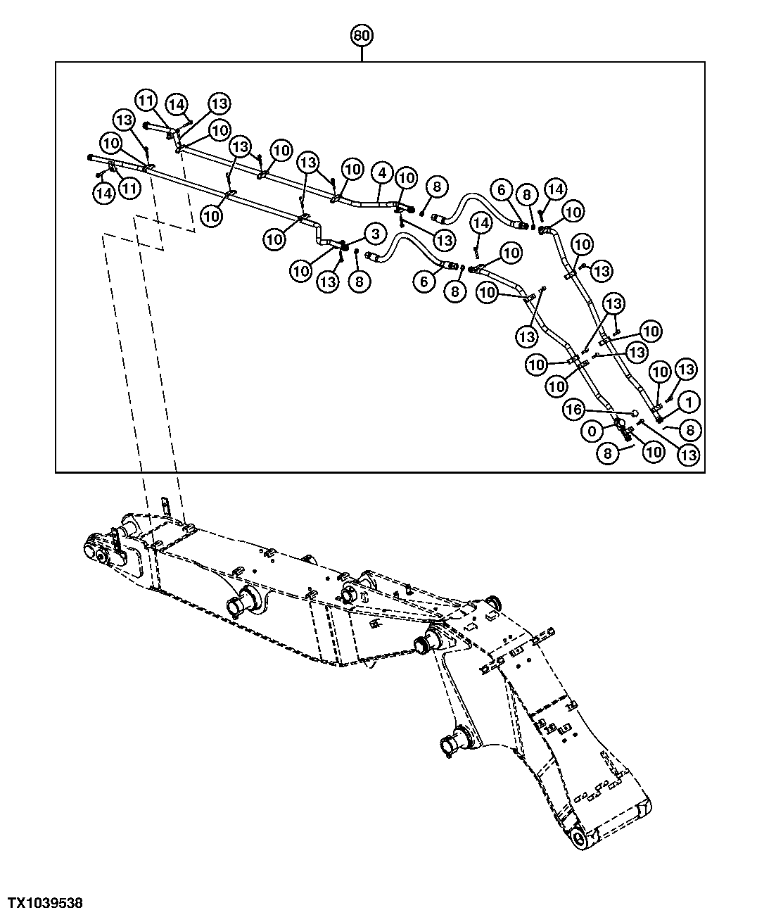 Boom Hydraulic Lines - 2P Boom (Hi-Flow Kit)