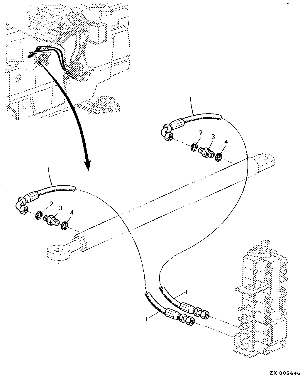 Hydraulic Hoses, Unloading Auger Swing Cylinder