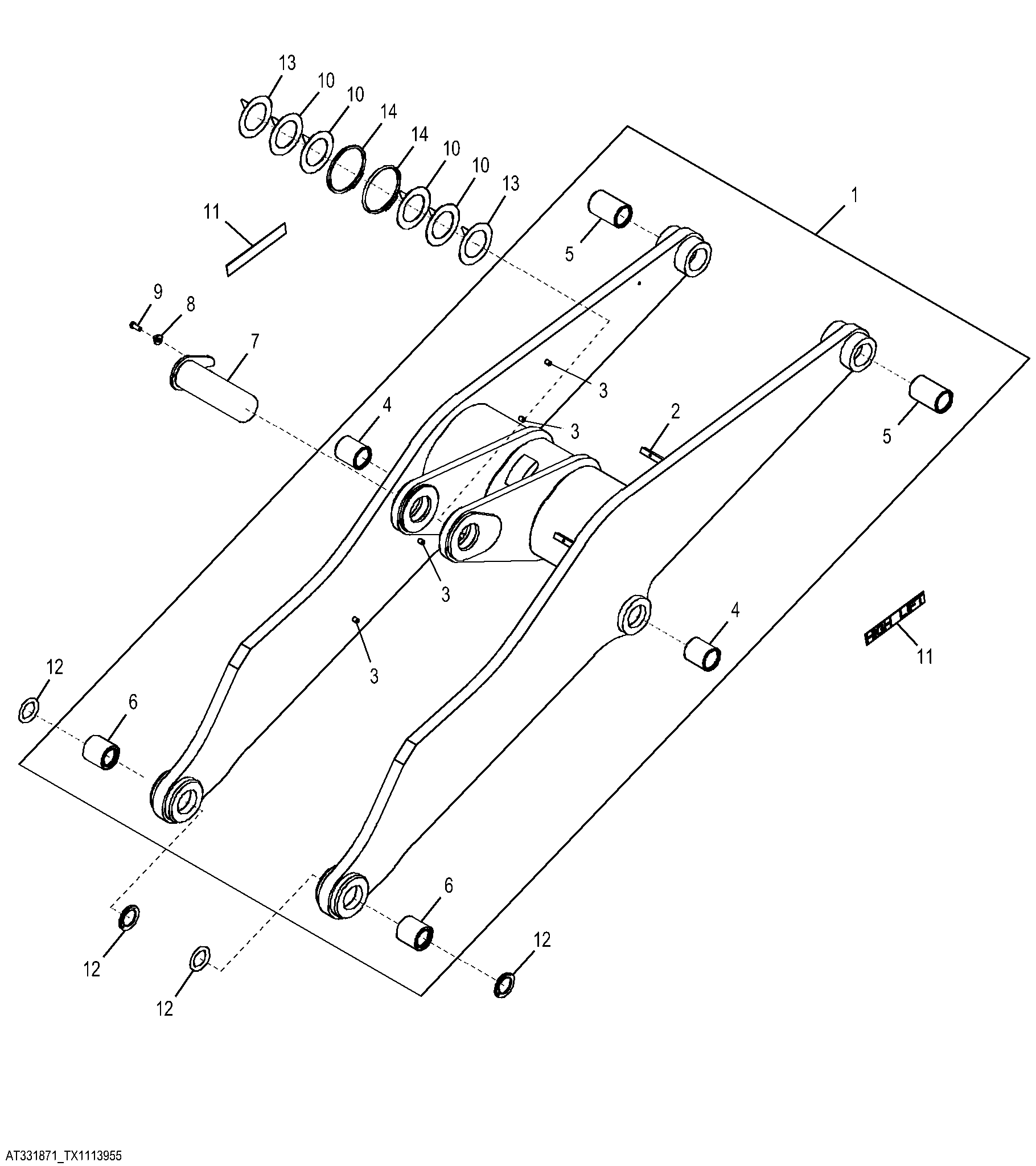 High Lift Loader Boom with NeverGrease™ Pin Joints