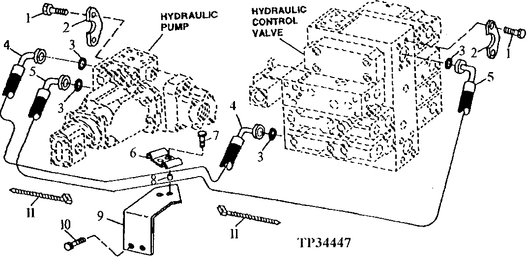 HYDRAULIC PUMP TO CONTROL VALVE HOSES ( - 556935)