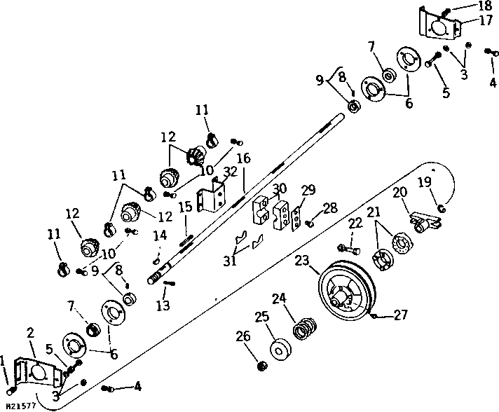 SHOE GRAIN SUPPLY AUGERS DRIVE SHAFT AND SHEAVE