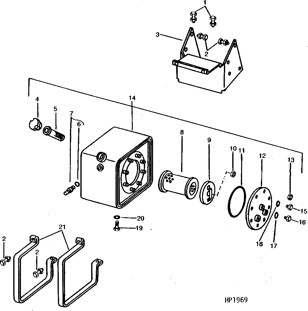 HYDROSTATIC DRIVE OIL RESERVOIR AND MOUNTING