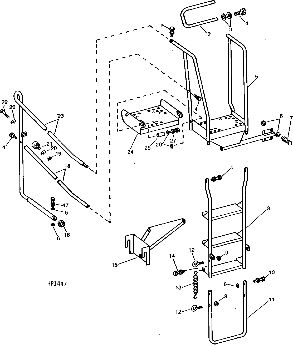 FRONT LADDER, DECK, RAILINGS, AND LEFT-HAND DOOR HANDRAIL
