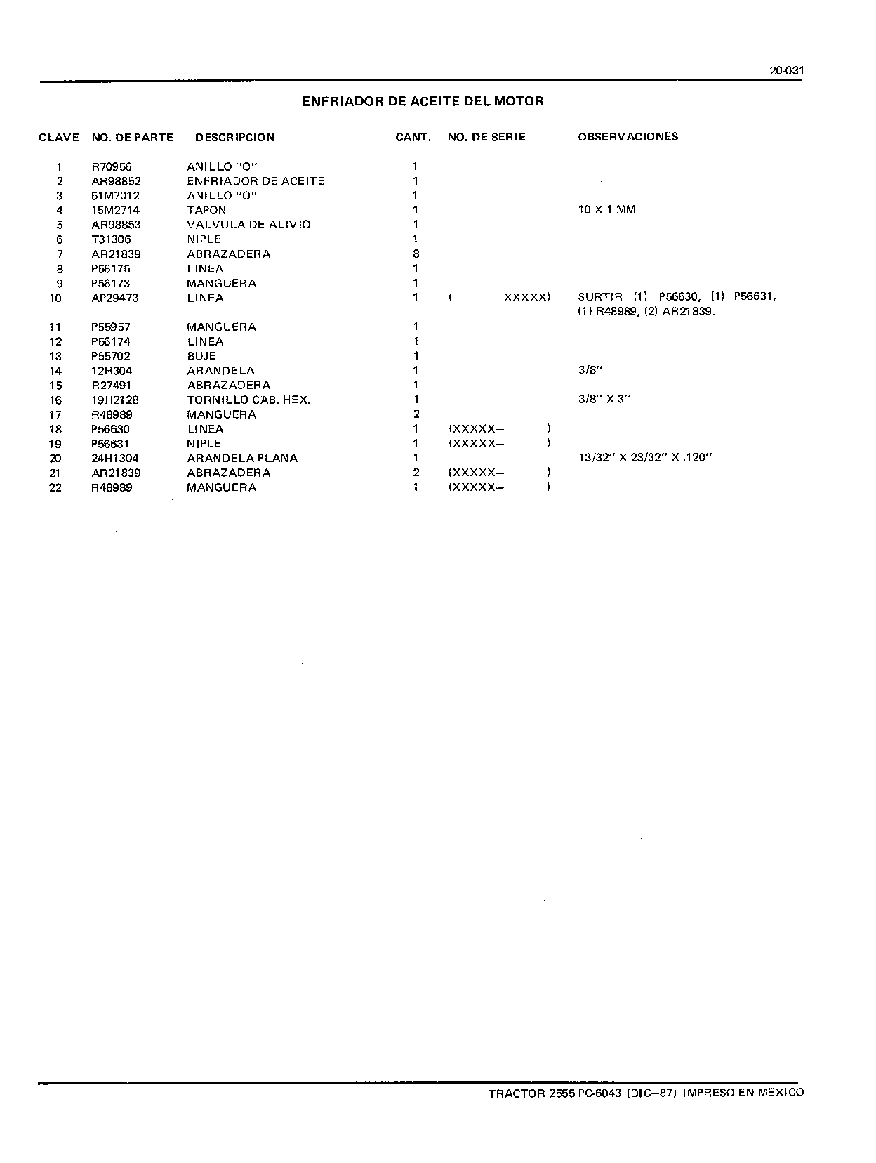 Enfriador de Aceite Del Motor (Continued)