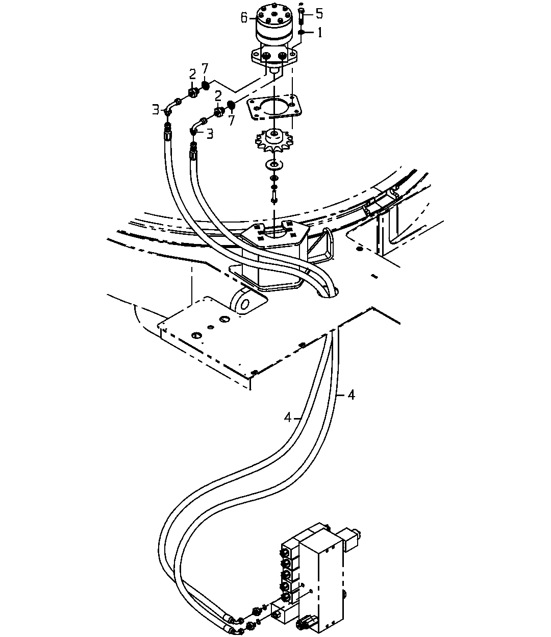 Lines - Primary Extractor Hood Rotate - Valve To Motor