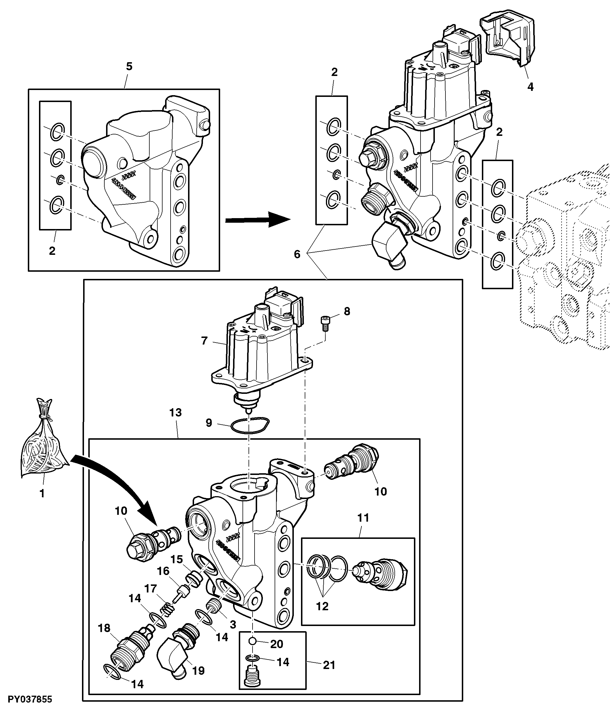HITCH CONTROL VALVE WITH STEPPERMOTOR (HYDRAULIC PUMP 28 CM3)