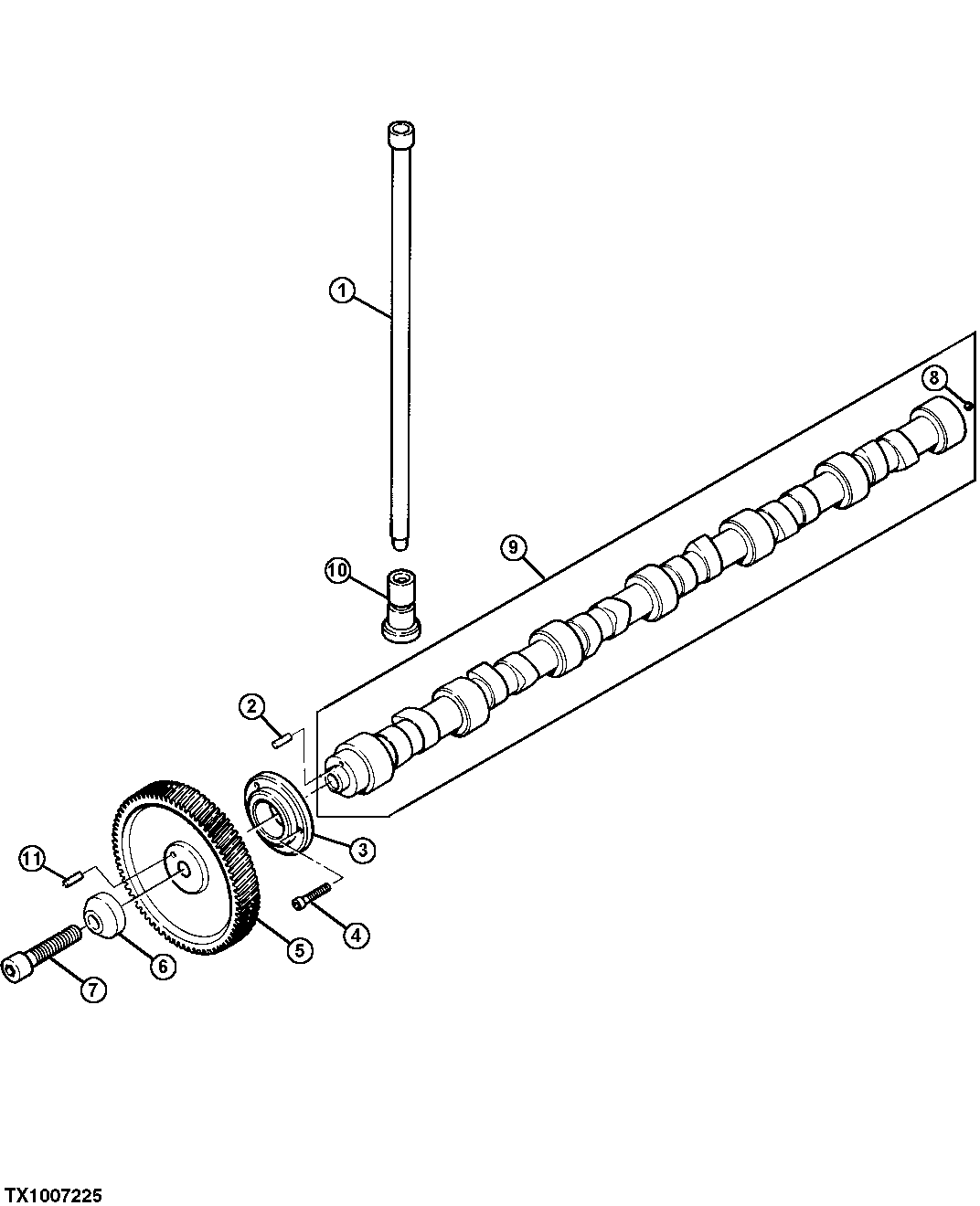 Engine Camshaft, Camshaft Gear, Pushrods and Tappet