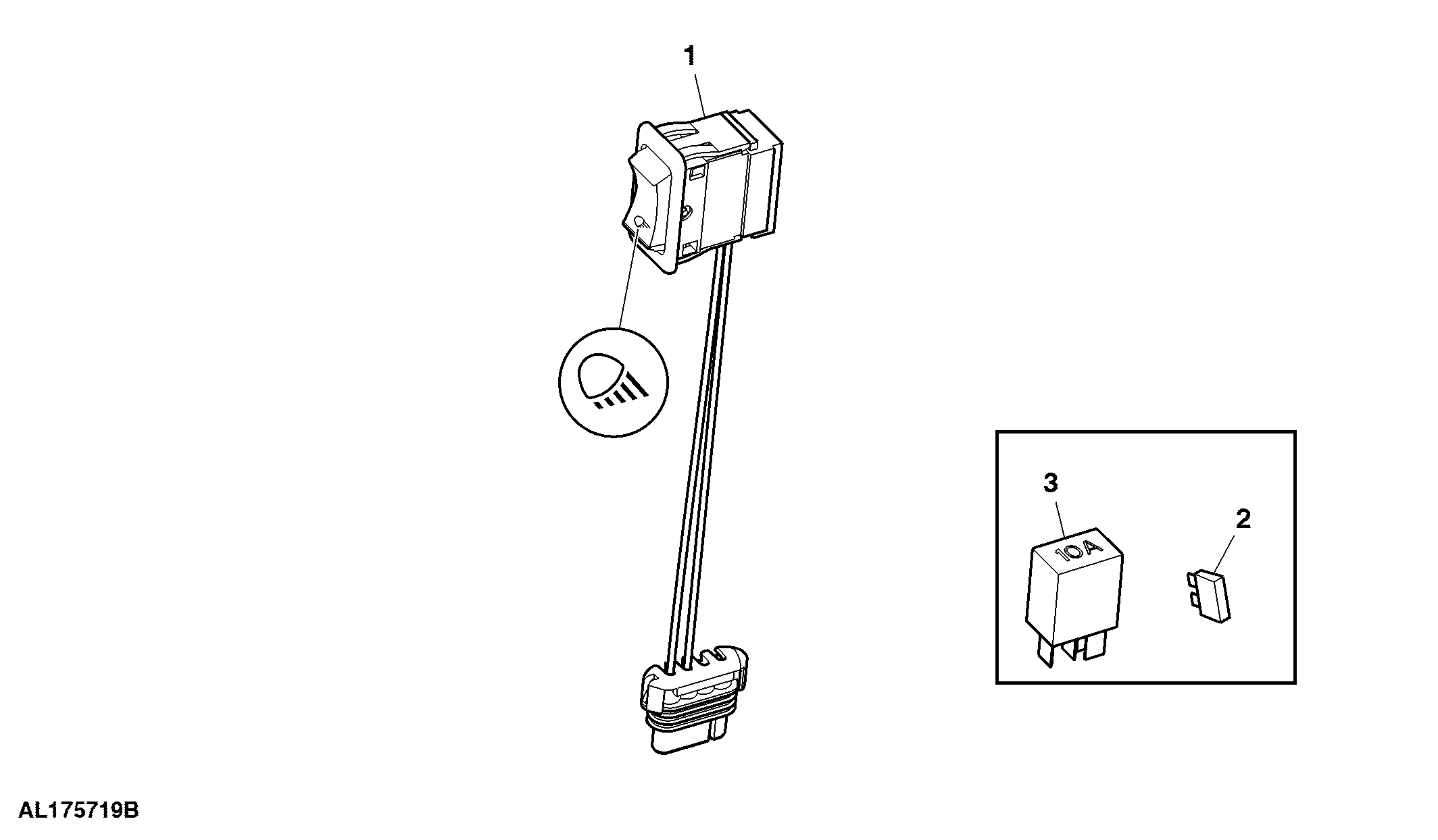 Switch, Work Lights, W/O Corner Lights, Front, Cab