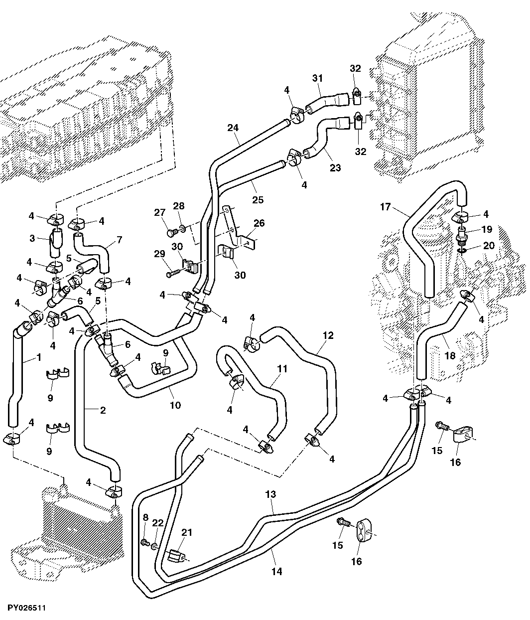 COOLANT LINES FOR OIL COOLER AND INTERCOOLER